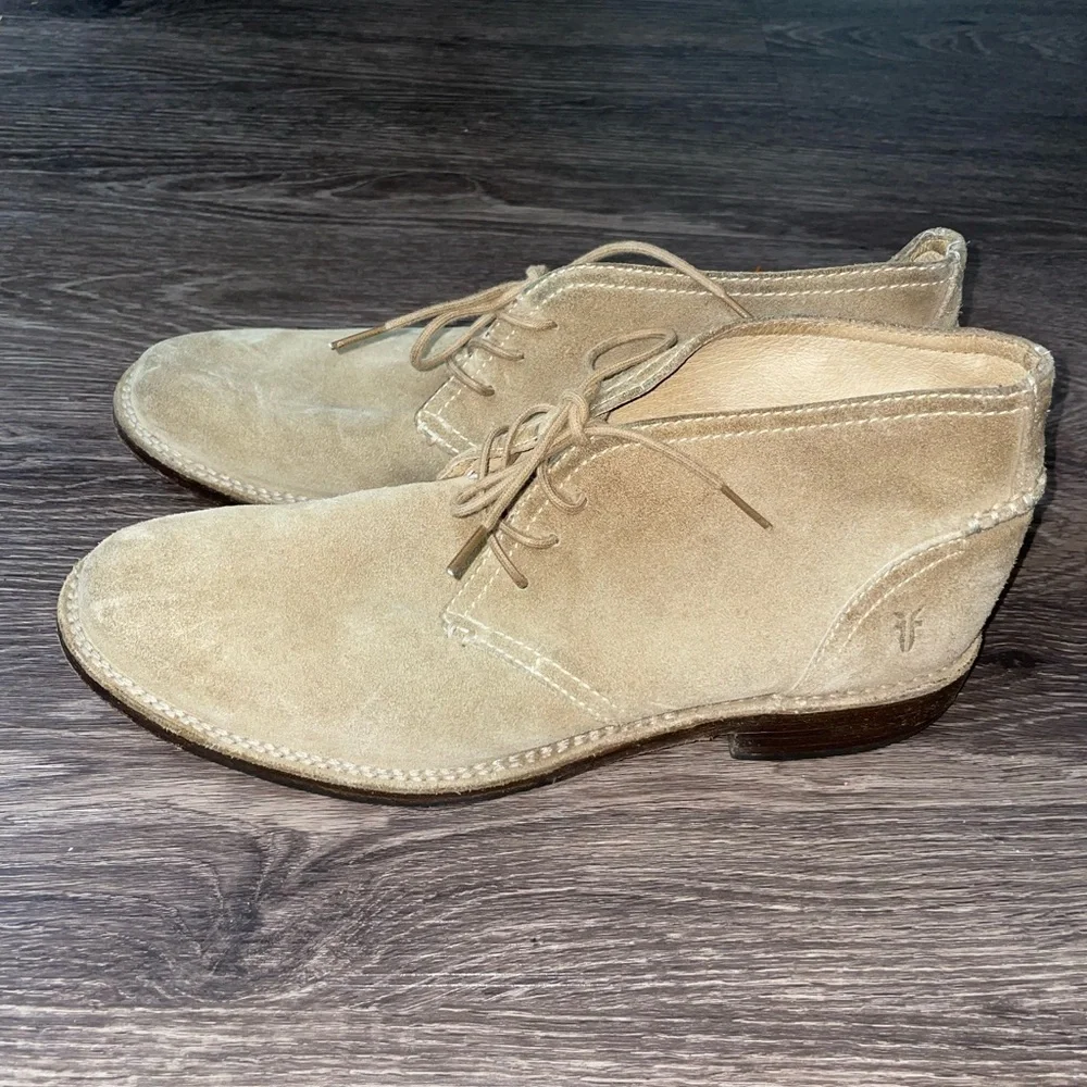 FRYE Paul Chukka Mid Lace Suede Leather Boots Mens Size 11.5 D Tan